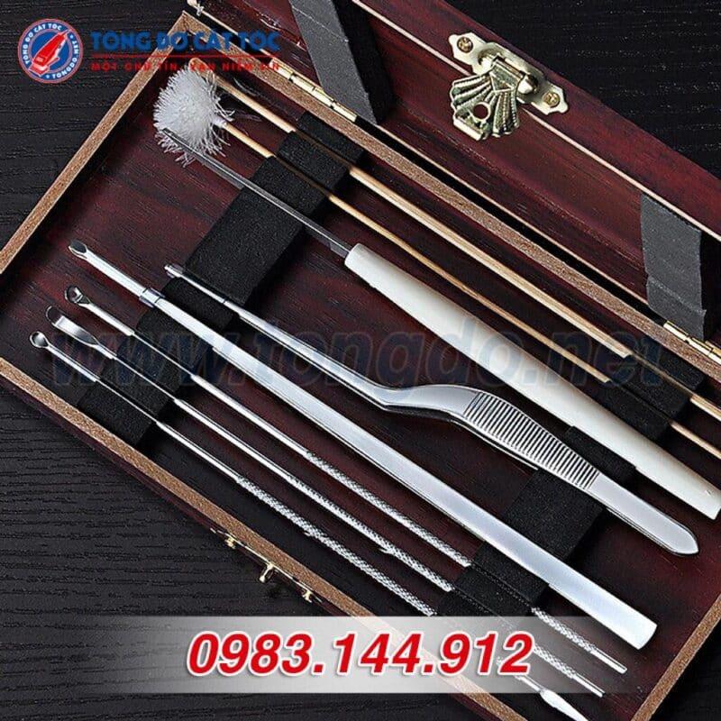 Bộ dụng cụ lấy ráy tai 8 món hộp gỗ
